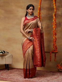 Garden VARELI - Women's Brown Zari Woven Art Silk Banarasi Saree
