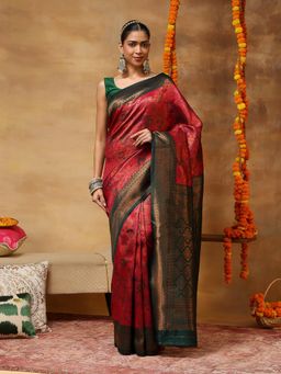 Garden VARELI - Pink Women's Zari Woven Art Silk Banarasi Saree