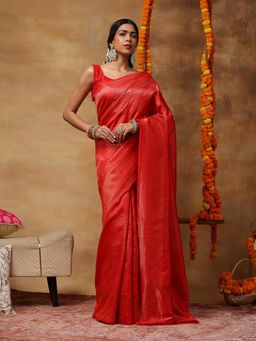 Garden VARELI - Women's Red Zari Woven Art Silk Banarasi Saree