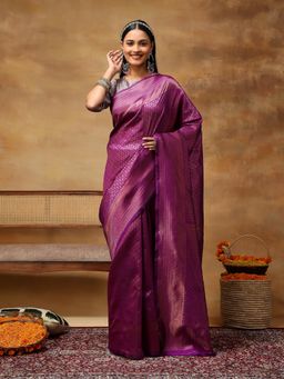 Garden VARELI - Women's Purple Zari Art Silk Banarasi Saree
