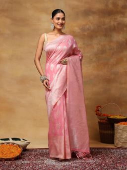 Garden VARELI - Women's Light Pink l Zari Woven Art Silk Banarasi Saree