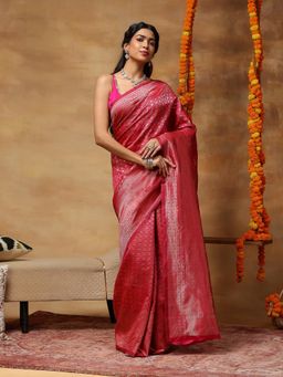 Garden VARELI - Women's Zari Red Woven Art Silk Banarasi Saree