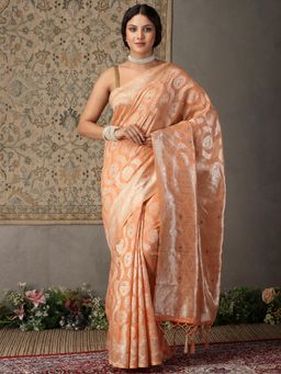 Garden VARELI - Women's Peach Woven Art Silk Banarasi Saree