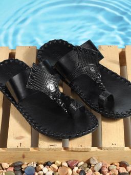 Metro - Men Black Kolhapuri