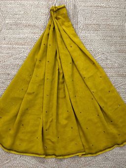 Palash - Mustard Hand Embroidered Embellished Silk Chanderi Aadhila Saree with Unstitched Blouse Piece