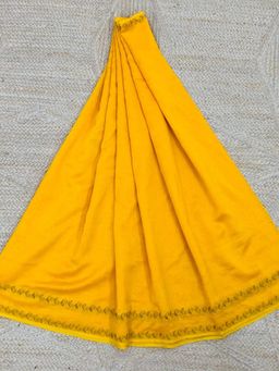 Palash - Yellow Hand Embroidered Silk Chanderi Ranya Saree with Unstitched Blouse Piece
