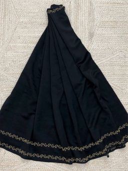 Palash - Black Hand Embroidered Silk Chanderi Jannat Saree with Unstitched Blouse Piece