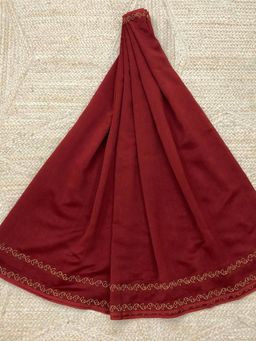 Palash - Maroon Hand Embroidered Silk Chanderi Saanvi Saree with Unstitched Blouse Piece