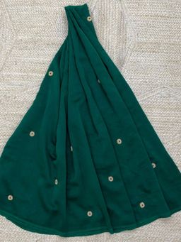Palash - Green Hand Embroidered Embellished Silk Chanderi Vedha Saree with Unstitched Blouse Piece