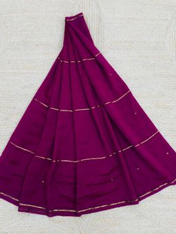 Palash - Magenta Hand Embroidered Embellished Silk Chanderi Manya Saree with Unstitched Blouse Piece