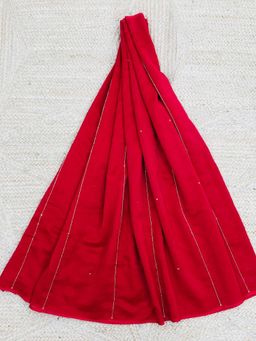 Palash - Red Hand Embroidered Silk Chanderi Dhriti Saree with Unstitched Blouse Piece
