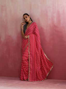 trueBrowns - Pink Muslin Silk Pre Draped Saree