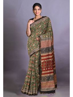 Unnati Silks - Multi Color Pure Bagri Printed Pashmina Sico Saree with Unstitched Blouse Piece