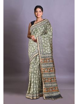 Unnati Silks - Green Pure Bagri Printed Pashmina Sico Saree with Unstitched Blouse Piece