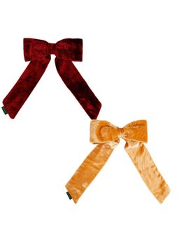 Arendelle - Maroon and Beige Velvet Large Bows (Pack of 2)