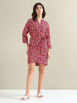 U.S. POLO ASSN. - Geometric Print Fit And Flare Dress with Belt (Set of 2)