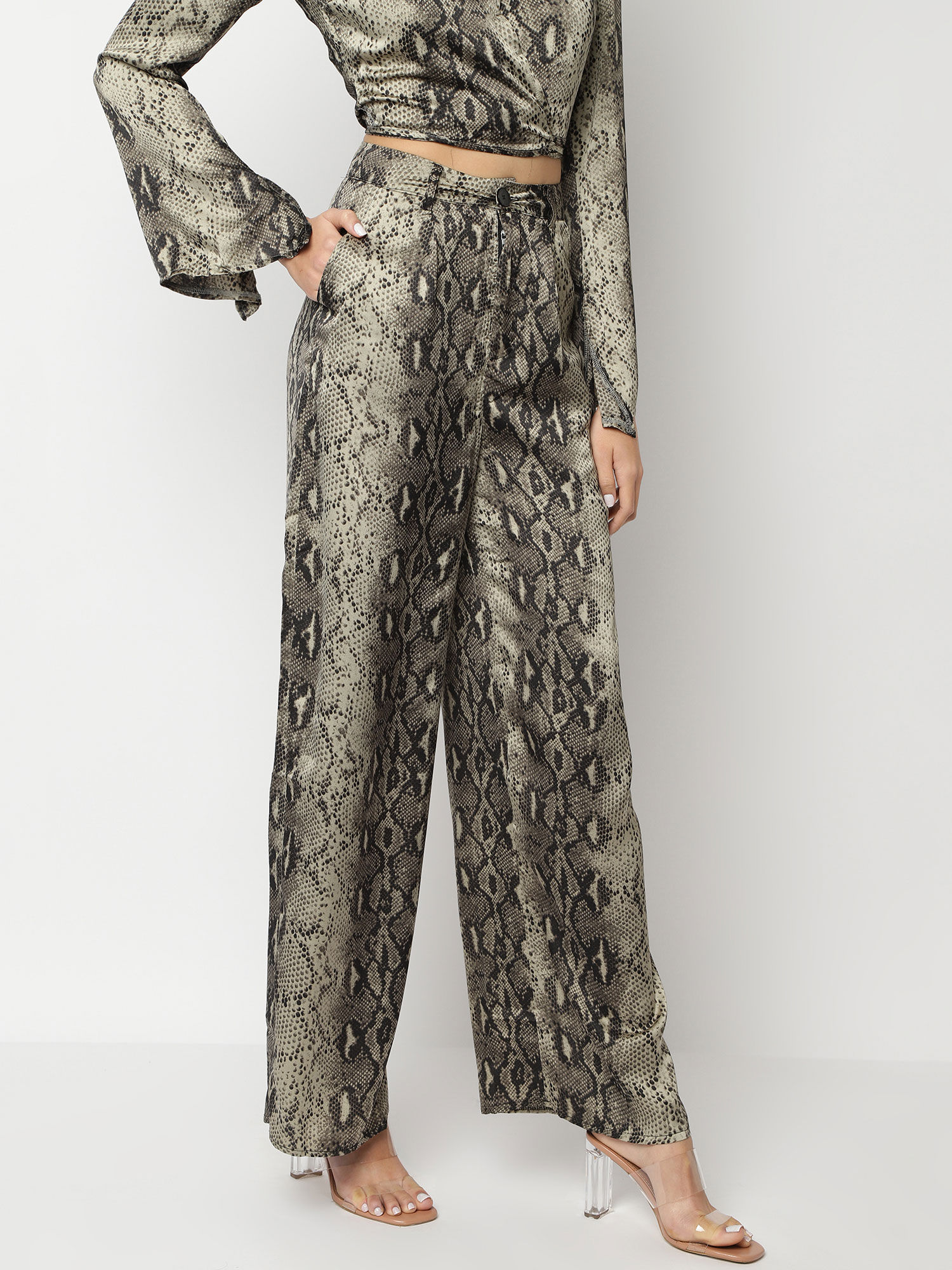 Wide Leg Satin Trousers 