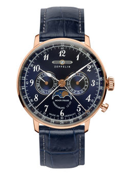 Zeppelin - LZ129 Hindenburg Day-Date Moon Phase Analog Dial Color Blue Mens Watch-70383