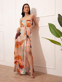 RSVP by Nykaa Fashion - Multicolor Abstract Twisted Knot Maxi Dress