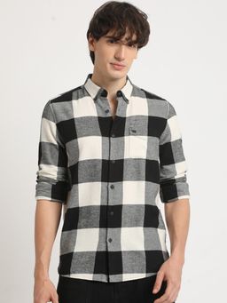 The Bear House - Men's Black Checked Slim Fit Casual Shirt