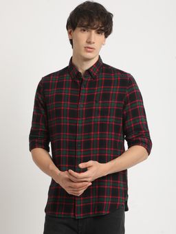 The Bear House - Men's Multi-Color Checked Slim Fit Casual Shit