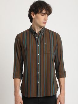 The Bear House - Men's Multi-Color Striped Slim Fit Casual Shirt