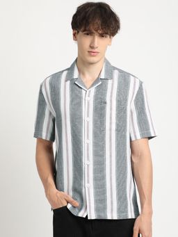 The Bear House - Men's Blue Stripe Casual Shirt