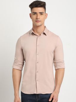 The Bear House - Men Pink Solid Slim Fit Casual Shirt