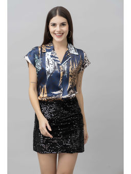 PURYS - Multi Color Animal Print Satin Casual Shirt