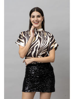 PURYS - Multi Color Mandarin Collar Casual Satin Shirt