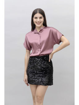 PURYS - Mauve Casual Satin Shirt