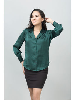 PURYS - Green Satin Casual Shirt