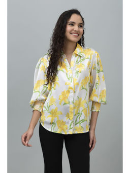 PURYS - Yellow Floral Smocking Shirt