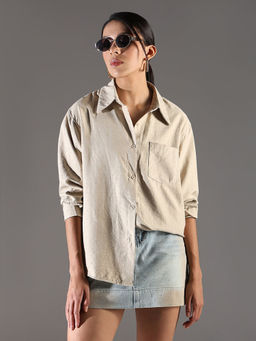 SHOWOFFFF - Edition Women Beige Polka Dotted Shirt