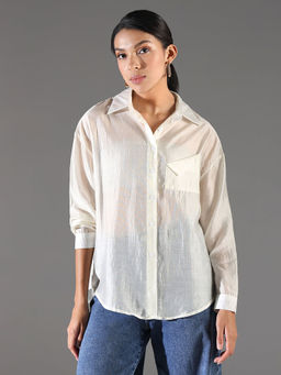 SHOWOFF - Women Cream Solid Shirt