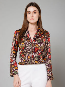 PURYS - Multi Color Floral Full Sleeves Satin Shirt