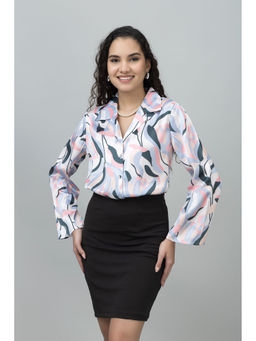 PURYS - Multi Color Abstract Printed Satin Shirt
