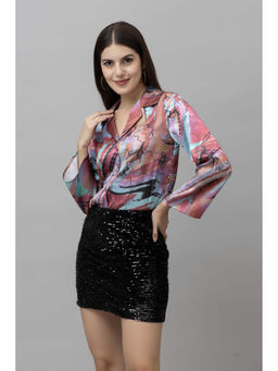 PURYS - Multi Color Abstract Printed Satin Shirt