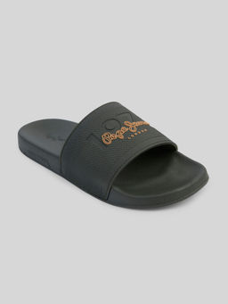 Pepe Jeans - Olive Lightweight Beach Sliders with Textured Logo Print