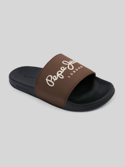 Pepe Jeans - Brown Lightweight Beach Sliders with Logo Print