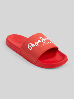 Pepe Jeans - Red Lightweight Beach Sliders with Logo Print