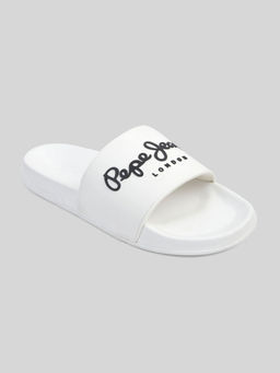 Pepe Jeans - White Lightweight Beach Sliders with Logo Print