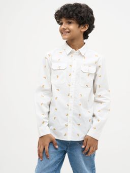 Jack & Jones Junior - Boys Abstract Print Regular Fit White Shirt