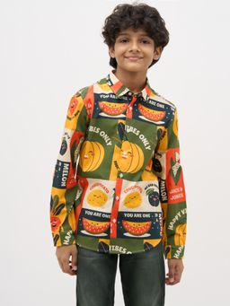 Jack & Jones Junior - Boys Abstract Print Regular Fit Multi-Color Shirt