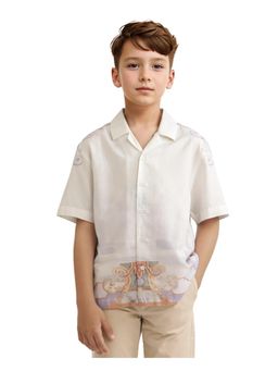 RARE ONES - Mysk Off White Modal Printed Button Closure Regular Fit Shirt