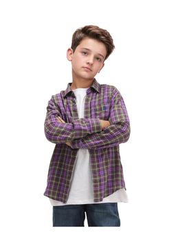 RARE ONES - Beke Purple Cotton Blend Checked Button Closure Regular Fit Shirt