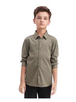 RARE ONES - Bler-K Olive Cotton Blend Solid Button Closure Regular Fit Shirt