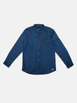 KiddoPanti - Navy Blue Boys Full Sleeve Denim Shirt
