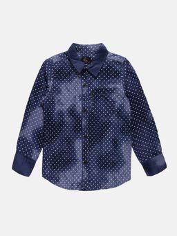 KiddoPanti - Blue Boys Printed Full Sleeve Shirt