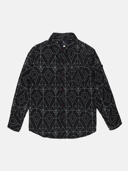 KiddoPanti - Black Boys Printed Full Sleeve Shirt